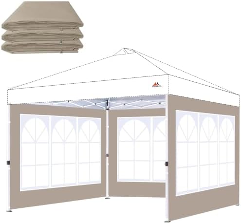 Church Window Sidewall for 10x10 Canopy Frame, 3 Pack Sunwalls Only,(Khaki) in Khaki