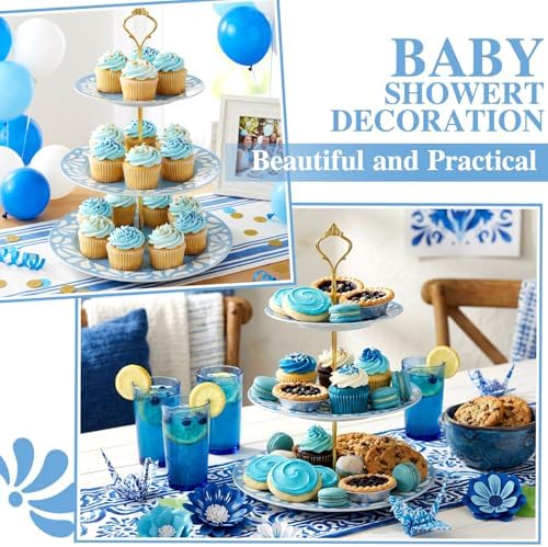 Cielito Lindo 3 Tier Dessert Stand 10", 9", 7", Blue in Blue, alternate view 6