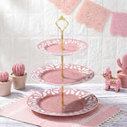 Cielito Lindo 3 Tier Dessert Stand 10", 9", 7", Pink in Pink