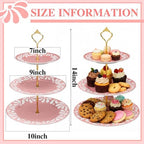 Cielito Lindo 3 Tier Dessert Stand 10", 9", 7", Pink in Pink, alternate view 2