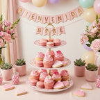 Cielito Lindo 3 Tier Dessert Stand 10", 9", 7", Pink in Pink, alternate view 4