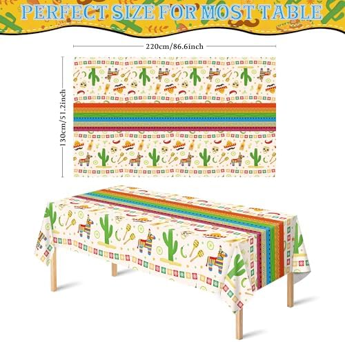 Cinco De Mayo Decorations - Fiesta Mexican Party Tablecloth | Cinco De Mayo Table Decorations for Taco Party, alternate view
