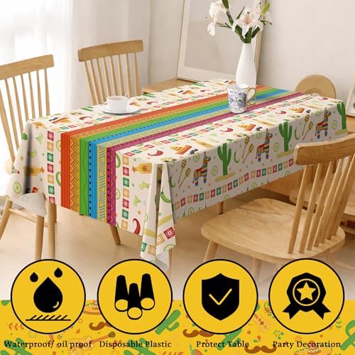Cinco De Mayo Decorations - Fiesta Mexican Party Tablecloth | Cinco De Mayo Table Decorations for Taco Party, alternate view