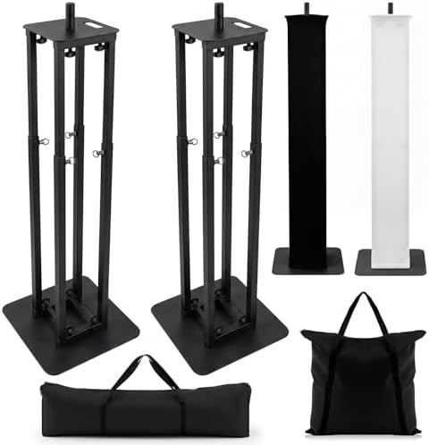 Cinnvoice 2 Set DJ Totem Light Stand Adjustable,3.3-5.8ft, Black in Black