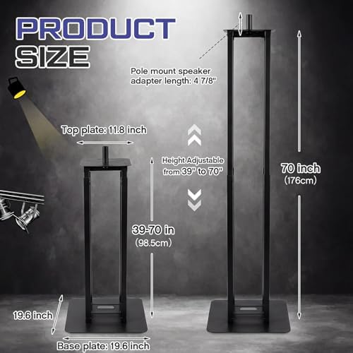 Cinnvoice 2 Set DJ Totem Light Stand Adjustable,3.3-5.8ft, Black in Black, alternate view 2