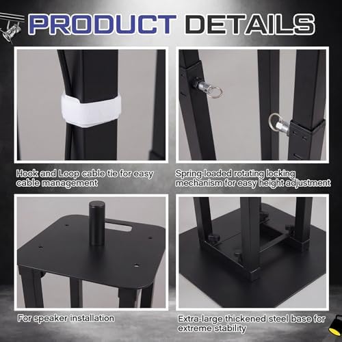 Cinnvoice 2 Set DJ Totem Light Stand Adjustable,3.3-5.8ft, Black in Black, alternate view 5