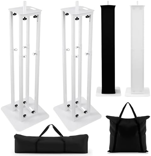 Cinnvoice 2 Set DJ Totem Light Stand Adjustable,4.4-8.2ft, White in White