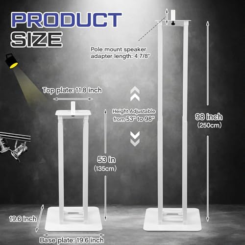 Cinnvoice 2 Set DJ Totem Light Stand Adjustable,4.4-8.2ft, White in White, alternate view 2