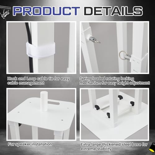 Cinnvoice 2 Set DJ Totem Light Stand Adjustable,4.4-8.2ft, White in White, alternate view 4