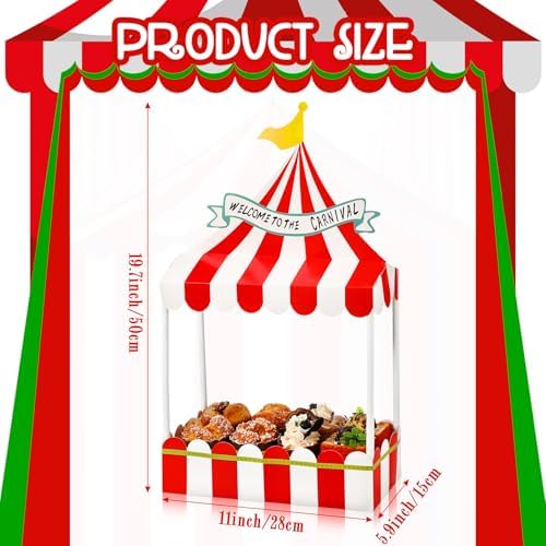 Circus Tent Cupcake Stand Red White Carnival Dessert Display, alternate view 2