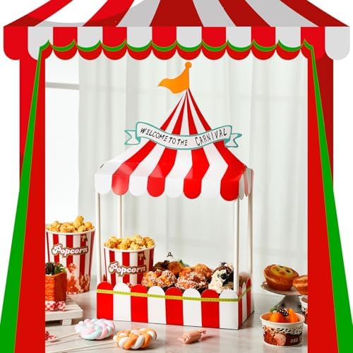 Circus Tent Cupcake Stand Red White Carnival Dessert Display, alternate view 4