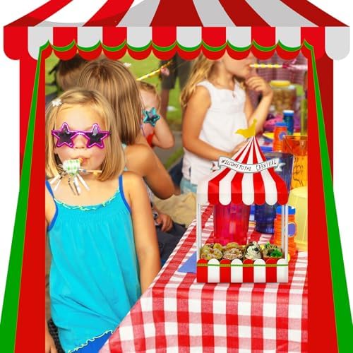 Circus Tent Cupcake Stand Red White Carnival Dessert Display, alternate view 6