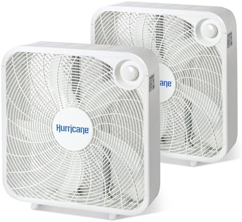 Classic Floor Box Fan, 3 Speed Settings, White - 20in, 2 Pack