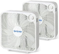 Classic Floor Box Fan, 3 Speed Settings, White - 20in, 2 Pack