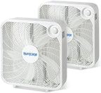 Classic Floor Box Fan, 3 Speed Settings, White - 20in, 2 Pack