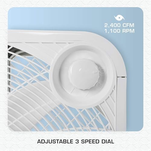 Classic Floor Box Fan, 3 Speed Settings, White - 20in, 2 Pack, alternate view 5