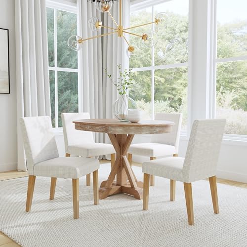 Classic Parsons Dining Chair - Cream Mini Grid Pattern (Single Pack) in Single Pack in Cream Mini Grid Pattern, alternate
