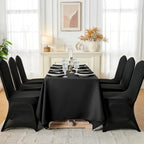 Classic Series 140GSM 10PCS Spandex Dining Chair Cover, Black in Black, alternate view 2