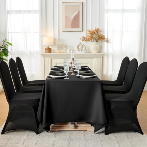 Classic Series 140GSM 10PCS Spandex Dining Chair Cover, Black in Black, alternate view 2