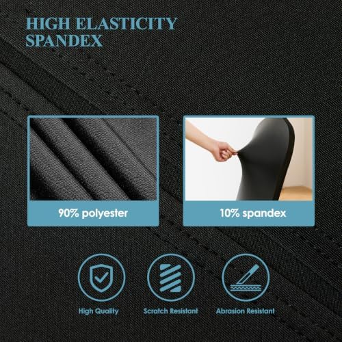 Classic Series 140GSM 10PCS Spandex Dining Chair Cover, Black in Black, alternate view 6