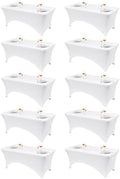 Classic Series 140GSM 10Pcs White 6ft Rectangle Spandex Tablecloth in White