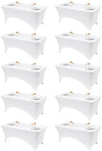 Classic Series 140GSM 10Pcs White 6ft Rectangle Spandex Tablecloth in White