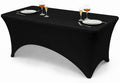 Classic Series 140GSM 1Pcs Black 4ft Rectangle Spandex Tablecloth in Black
