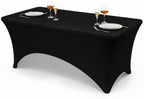 Classic Series 140GSM 1Pcs Black 4ft Rectangle Spandex Tablecloth in Black