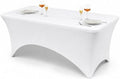 Classic Series 140GSM 1Pcs White 4ft Rectangle Spandex Tablecloth in White
