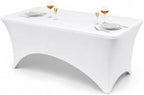 Classic Series 140GSM 1Pcs White 4ft Rectangle Spandex Tablecloth in White