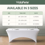 Classic Series 140GSM 1Pcs White 4ft Rectangle Spandex Tablecloth in White, alternate view 2