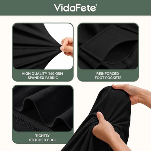 Classic Series 140GSM 2Pcs Black 8ft Rectangle Spandex Tablecloth in Black, alternate view 3