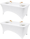 Classic Series 140GSM 2Pcs White 4ft Rectangle Spandex Tablecloth in White