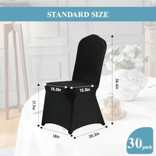 Classic Series 140GSM 30PCS Spandex Dining Chair Cover, Black in Black, alternate view 3