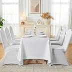 Classic Series 140GSM 30PCS Spandex Dining Chair Cover, White in White, alternate view 2