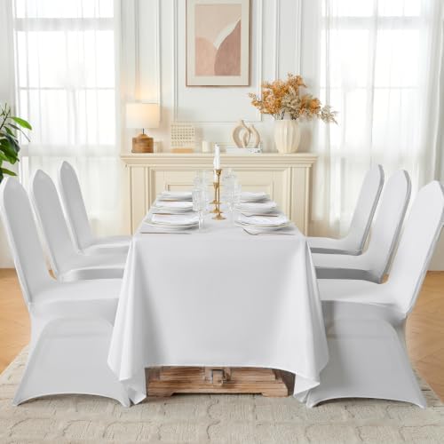 Classic Series 140GSM 30PCS Spandex Dining Chair Cover, White in White, alternate view 2