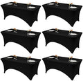 Classic Series 140GSM 6Pcs Black 6ft Rectangle Spandex Tablecloth in Black