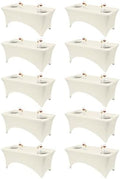 Classic Series 140GSM Rectangle Spandex Tablecloth,10Pcs,6ft, Ivory in Ivory