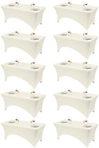 Classic Series 140GSM Rectangle Spandex Tablecloth,10Pcs,6ft, Ivory in Ivory