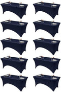 Classic Series 140GSM Rectangle Spandex Tablecloth,10Pcs,6ft, Navy in Navy Blue