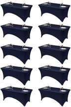 Classic Series 140GSM Rectangle Spandex Tablecloth,10Pcs,6ft, Navy in Navy Blue