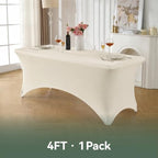 Classic Series 140GSM Rectangle Spandex Tablecloth,1Pcs,4ft, Ivory in Ivory, alternate view 6