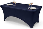 Classic Series 140GSM Rectangle Spandex Tablecloth,1Pcs,4ft, Navy in Navy Blue