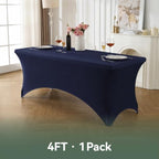 Classic Series 140GSM Rectangle Spandex Tablecloth,1Pcs,4ft, Navy in Navy Blue, alternate view 6