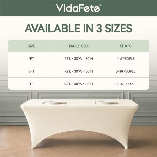 Classic Series 140GSM Rectangle Spandex Tablecloth,2Pcs,4ft, Ivory in Ivory, alternate view 2