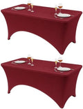 Classic Series 140GSM Rectangle Spandex Tablecloth,2Pcs,4ft, Red in Red