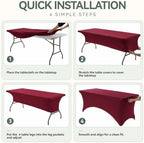 Classic Series 140GSM Rectangle Spandex Tablecloth,2Pcs,4ft, Red in Red, alternate view 5