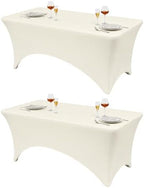 Classic Series 140GSM Rectangle Spandex Tablecloth,2Pcs,6ft, Ivory in Ivory