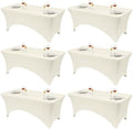 Classic Series 140GSM Rectangle Spandex Tablecloth,6Pcs,6ft, Ivory in Ivory