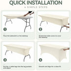Classic Series 140GSM Rectangle Spandex Tablecloth,6Pcs,6ft, Ivory in Ivory, alternate view 5